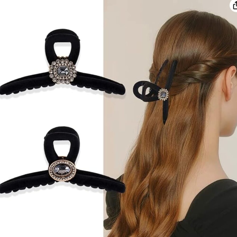Set of 2 Velvet Elegant Hair Claw Clip Hair Accessories